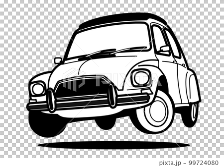 Retro French compact jump coloring style car illustration Retro French compact jump coloring style car illustration 99724080