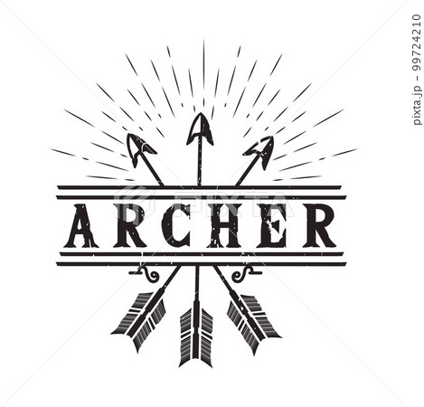 Rustic Vintage Arrow Sun Ray Badge Emblem for Archer Archery Vintage Retro Summer Hunting logo design 99724210
