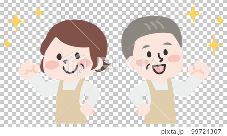 エプロンをつけた笑顔の人物 99724307