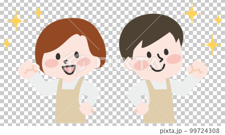 エプロンをつけた笑顔の人物 99724308