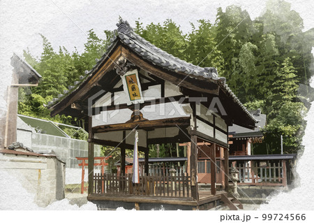 水彩画風　八坂神社　祇園社　奈良県奈良市 99724566