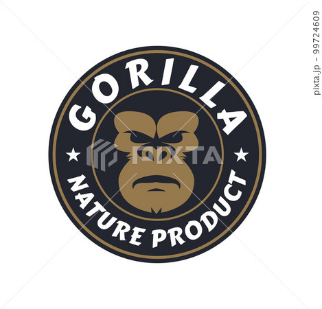Vector vintage emblem logo design template with gorilla and monkey image Vector vintage emblem logo design template with gorilla and monkey image 99724609