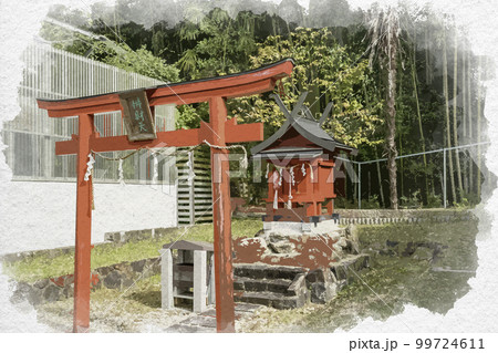 水彩画風　八坂神社　祇園社　弁財天　奈良県奈良市 99724611