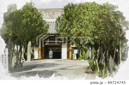 水彩画風　蓮長寺　参道　奈良県奈良市 99724745