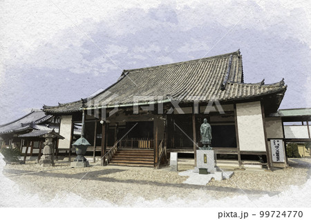 水彩画風 蓮長寺 本堂 奈良県奈良市 水彩画風 蓮長寺 本堂 奈良県奈良市 99724770