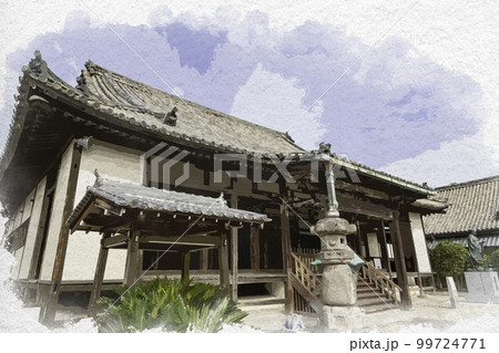 水彩画風 蓮長寺 本堂 奈良県奈良市 水彩画風 蓮長寺 本堂 奈良県奈良市 99724771