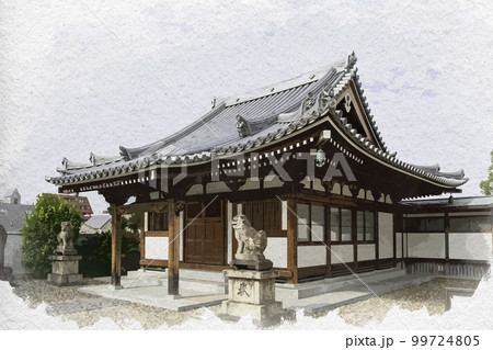 水彩画風 蓮長寺 妙見堂 奈良県奈良市 水彩画風 蓮長寺 妙見堂 奈良県奈良市 99724805