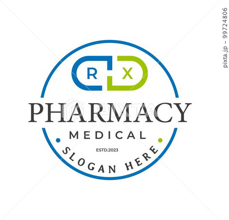RX pharmacy capsule drug logo Emblem Vector Design, Drug Choice, drug store, vector logo template 99724806