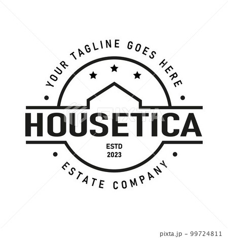 Real Estate emblem house circle roof logo with stars icon. Housing logo. Vector illustration. Real Estate emblem house circle roof logo with stars icon. Housing logo. Vector illustration. 99724811