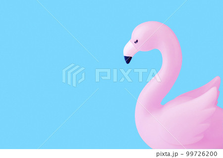Inflatable Flamingo on a blue background, trendy summer concept, banner background with copy space. Inflatable Flamingo on a blue background, trendy summer concept, banner background with copy space. 99726200