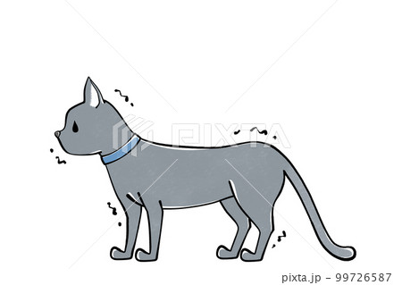 尻尾を下げて震える　猫のイラスト 99726587