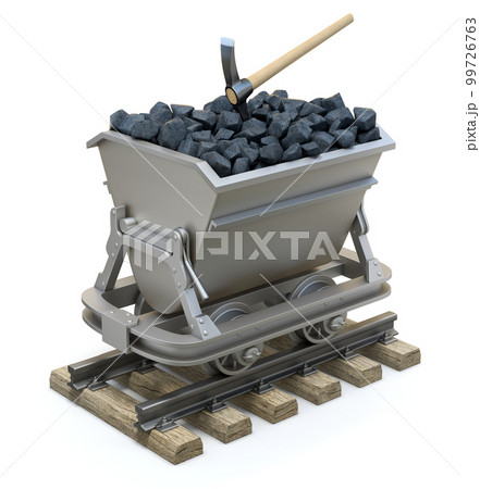 Coal in the mining cart - 3D illustration 99726763