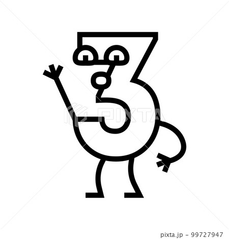 three number character line icon vector illustration 99727947