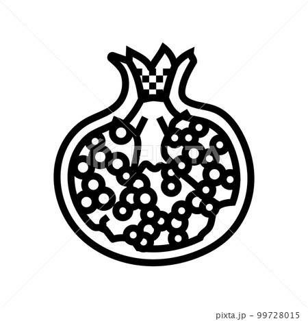cut pomegranate line icon vector illustration 99728015