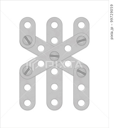 Cyrillic alphabet from the details of the iron constructor. Vector illustration isolated on white background 99729059