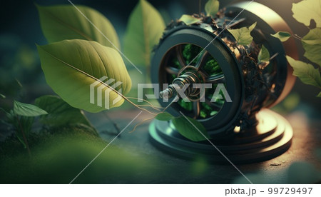 Ecological concept with green eco-garden background. Ecological resource sustainability 99729497