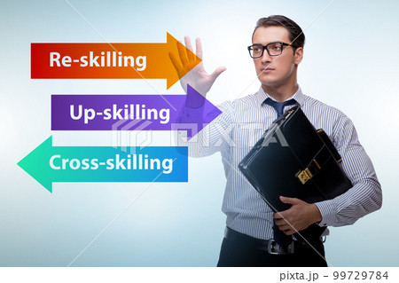 Re-skilling and upskilling in learning concept 99729784