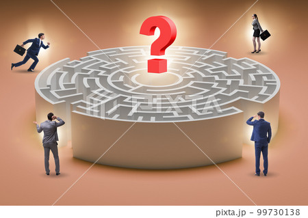 Business people trying to find a way out of maze 99730138