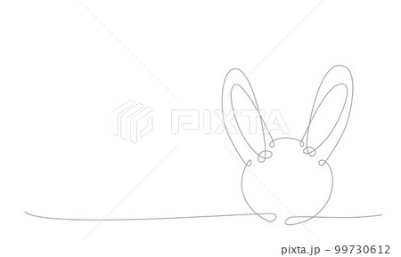 Easter bunny continues line hand draw element. Vector stock illustration minimalism design isolated on white background. Editable stroke single line. EPS10 99730612