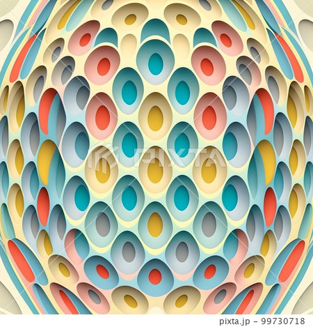 Unusual geometric pattern in pastel colors multicolored ovals, optical illusion, original creative background, amazing wallpaper, texture of many ovals nice color. 99730718