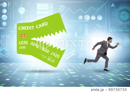 Businessman in credit card debt concept Businessman in credit card debt concept 99730730