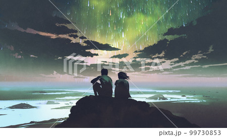 spectacular meteor shower 99730853