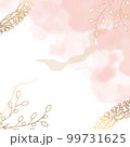 Floral minimal square pink background. For use in social networks. Watercolor and golden delicate background. Vector illustration. 99731625