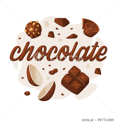Chocolate set. Chocolate egg, bar, candy. Tasty sweet dessert cartoon vector illustration 99731880
