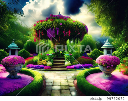 Enchanted garden A magical garden in summer. 99732072