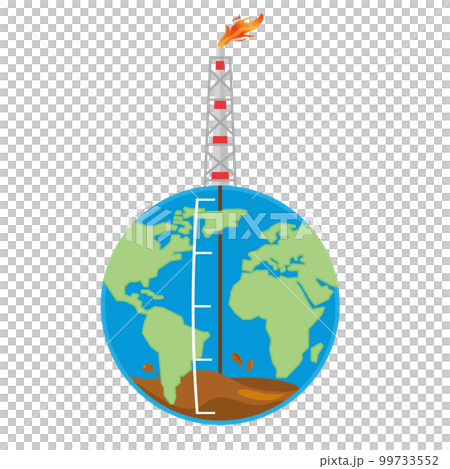 地球の石油掘削と残り資源のイメージイラスト 99733552