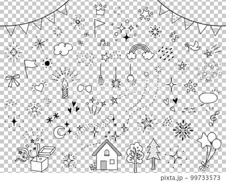 キラキラ手描きイラストセット 99733573