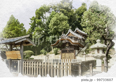 水彩画風 叡福寺 磯長墓 聖徳太子墓 大阪府南河内郡太子町 水彩画風 叡福寺 磯長墓 聖徳太子墓 大阪府南河内郡太子町 99733607