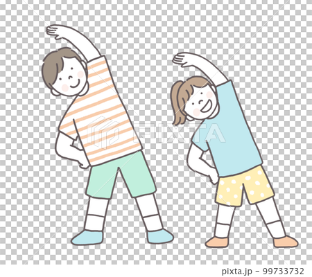 ストレッチをする男の子と女の子 99733732