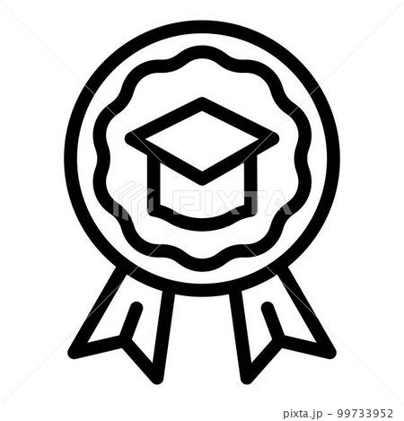 Standard graduate hat emblem icon. Outline standard graduate hat emblem vector icon for web design isolated on white background 99733952