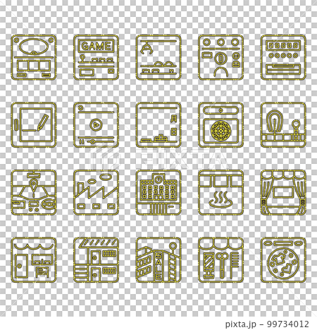 方形虛線圖標設置黃色 99734012
