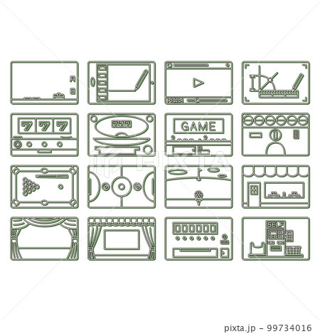 長方形アイコンセット カラーシャドウ 緑 99734016