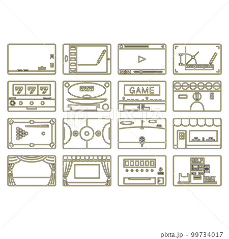 長方形アイコンセット カラーシャドウ 黄色 99734017