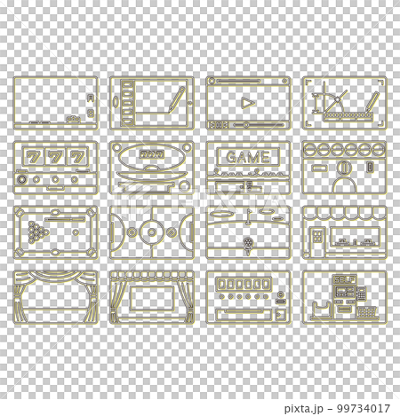 長方形アイコンセット カラーシャドウ 黄色 99734017