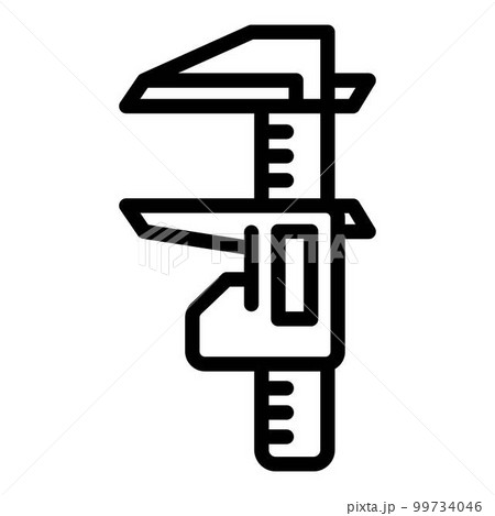 Closeup caliper icon. Outline closeup caliper vector icon for web design isolated on white background 99734046