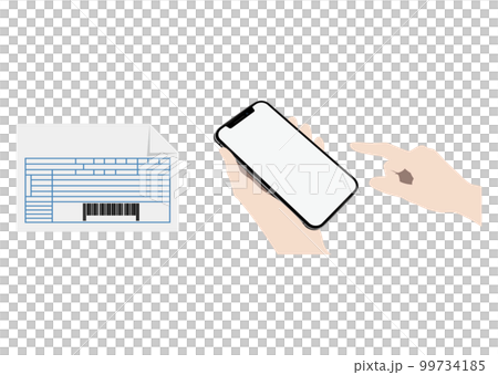 請求書にスマホをかざす手 99734185