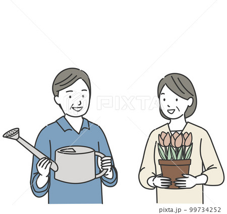 ガーデニングを楽しむ中高年のカップル ガーデニングを楽しむ中高年のカップル 99734252