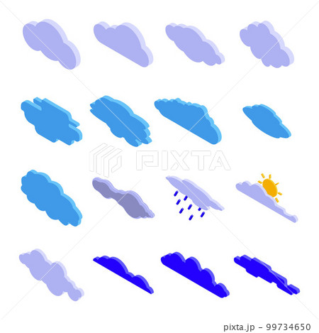 Cloud icons set. Isometric set of cloud vector icons for web design isolated on white background Cloud icons set. Isometric set of cloud vector icons for web design isolated on white background 99734650