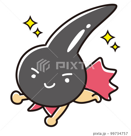 黒い健康な一本毛のヒーローキャラクター 99734757