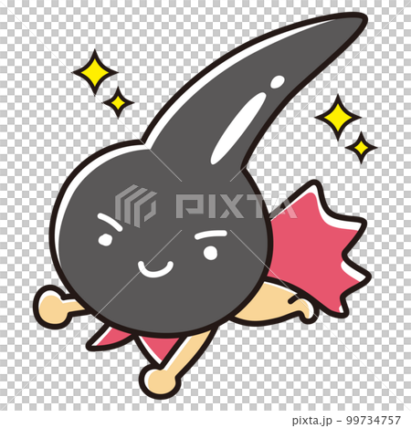 黒い健康な一本毛のヒーローキャラクター 99734757