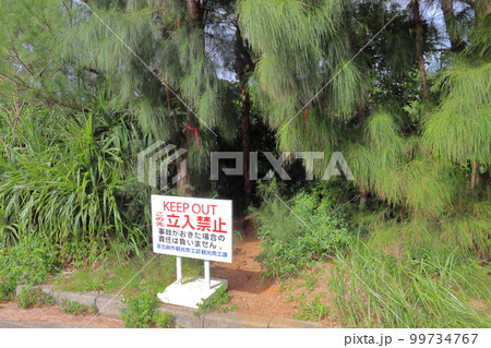 立入禁止となった伊良部島（宮古島）の三角点入口 99734767