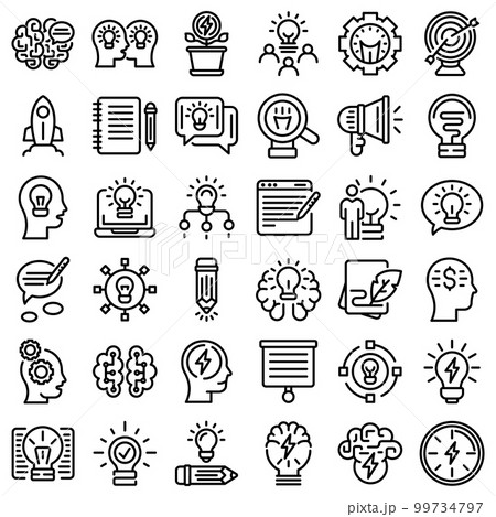 Idea icons set. Outline set of idea vector icons for web design isolated on white background 99734797