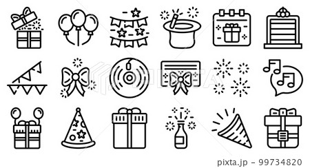 Surprise icons set. Outline set of surprise vector icons for web design isolated on white background 99734820