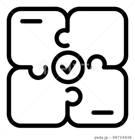 Approved iso jigsaw icon. Outline approved iso jigsaw vector icon for web design isolated on white background 99734936