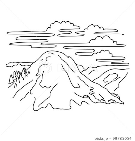 Clouds Rest Mountain in Yosemite National Park California Monoline Line Art Drawing 99735054