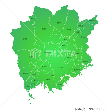 岡山県と市町村地図